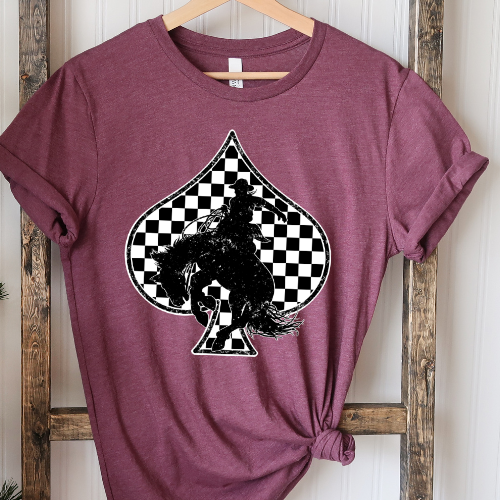 Checkered Spade Cowboy Graphic Tee