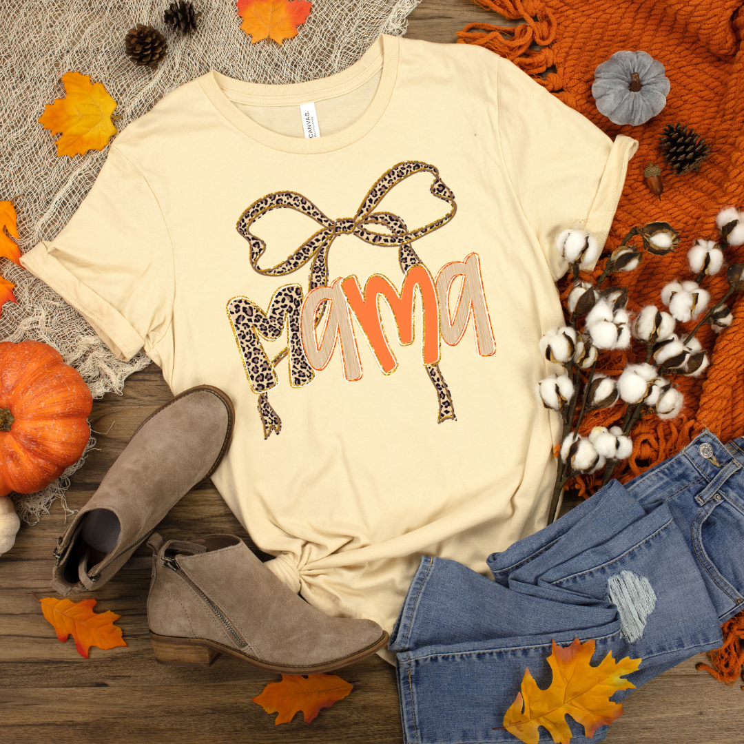 Mama Leopard Bow Graphic Tee