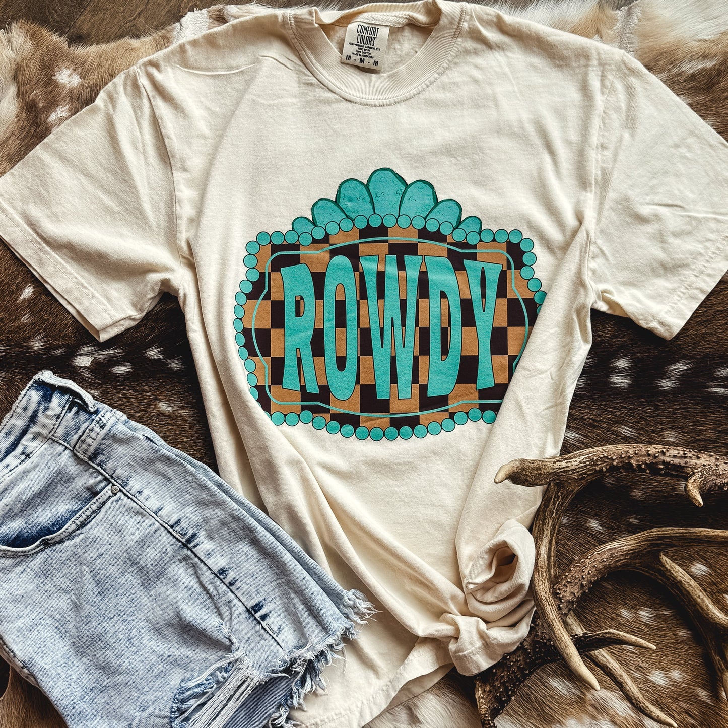 Rowdy Western Check Graphic Tee