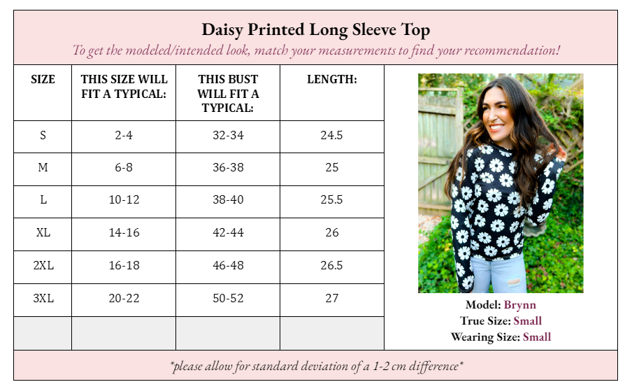 Delia Daisy Print Long Sleeve Top - Girl Code Couture