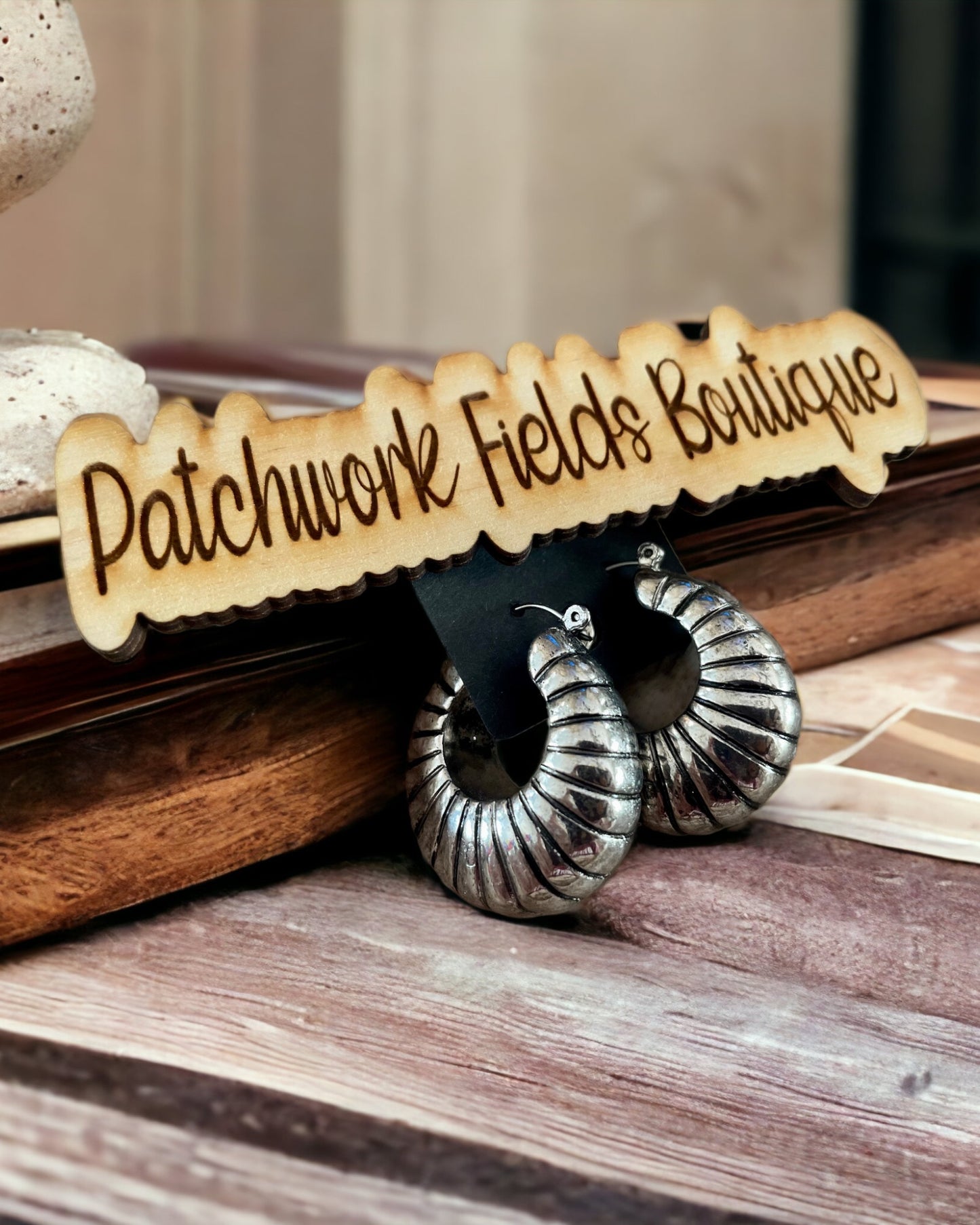 Silver Spiral Statement Hoops