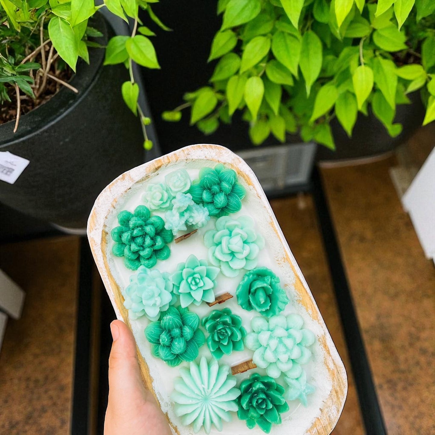 Succulent Dough Bowl Candle