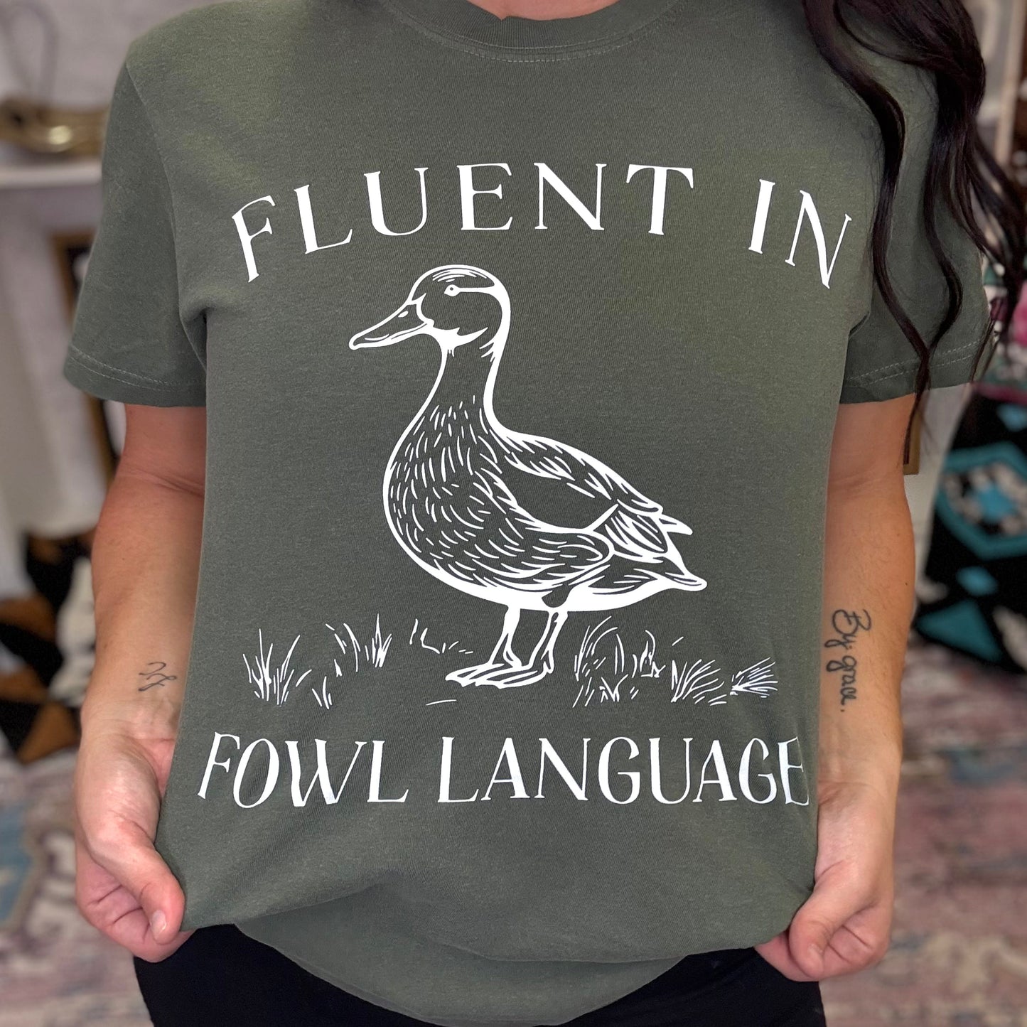 Fluent In Fowl Language Graphic Tee