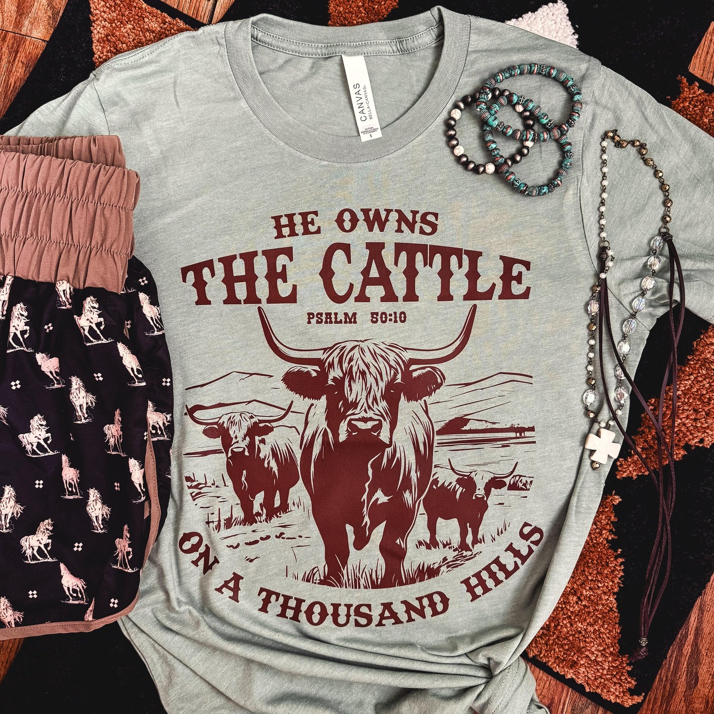 FestiviTees Women - Apparel - Shirts - T-Shirts He Owns the Cattle Psalm 50:10 Soft Graphic Tee
