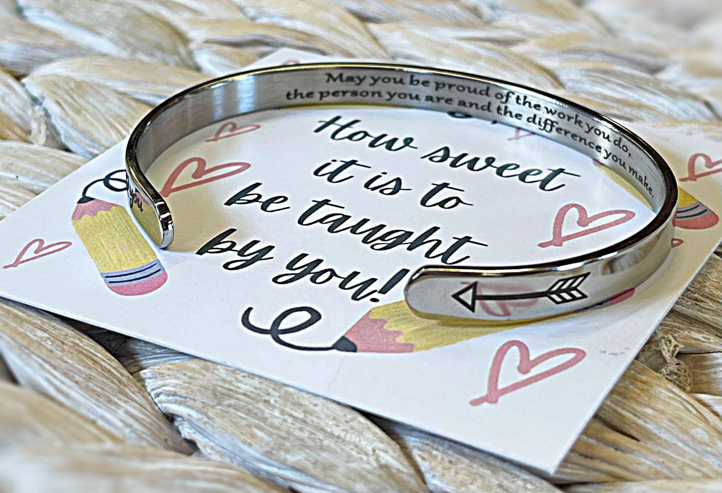 Teacher Appreciation Cuff Bracelet and Card