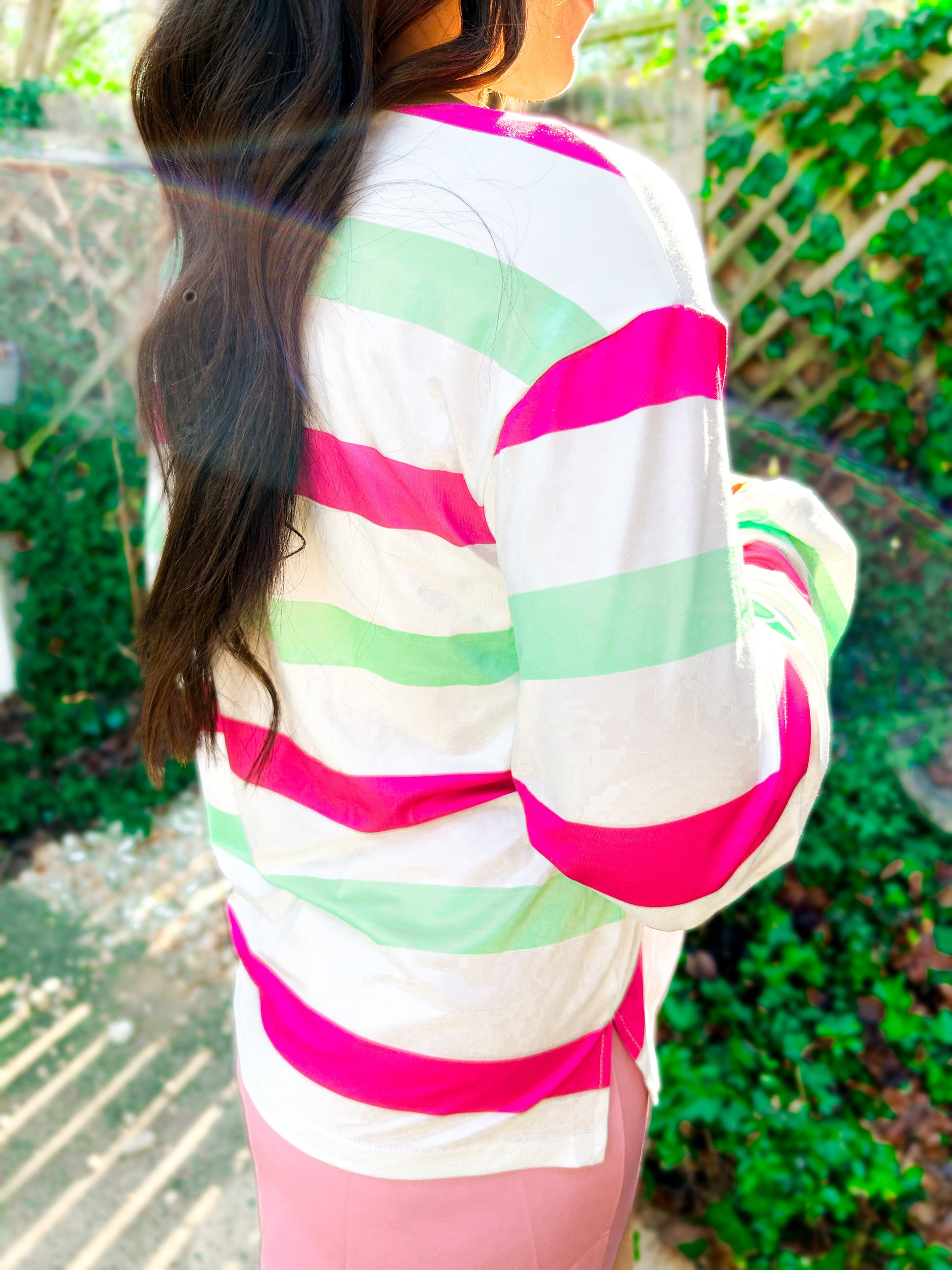 Mimi Multi - Color Striped Bell Sleeve Top - Girl Code Couture