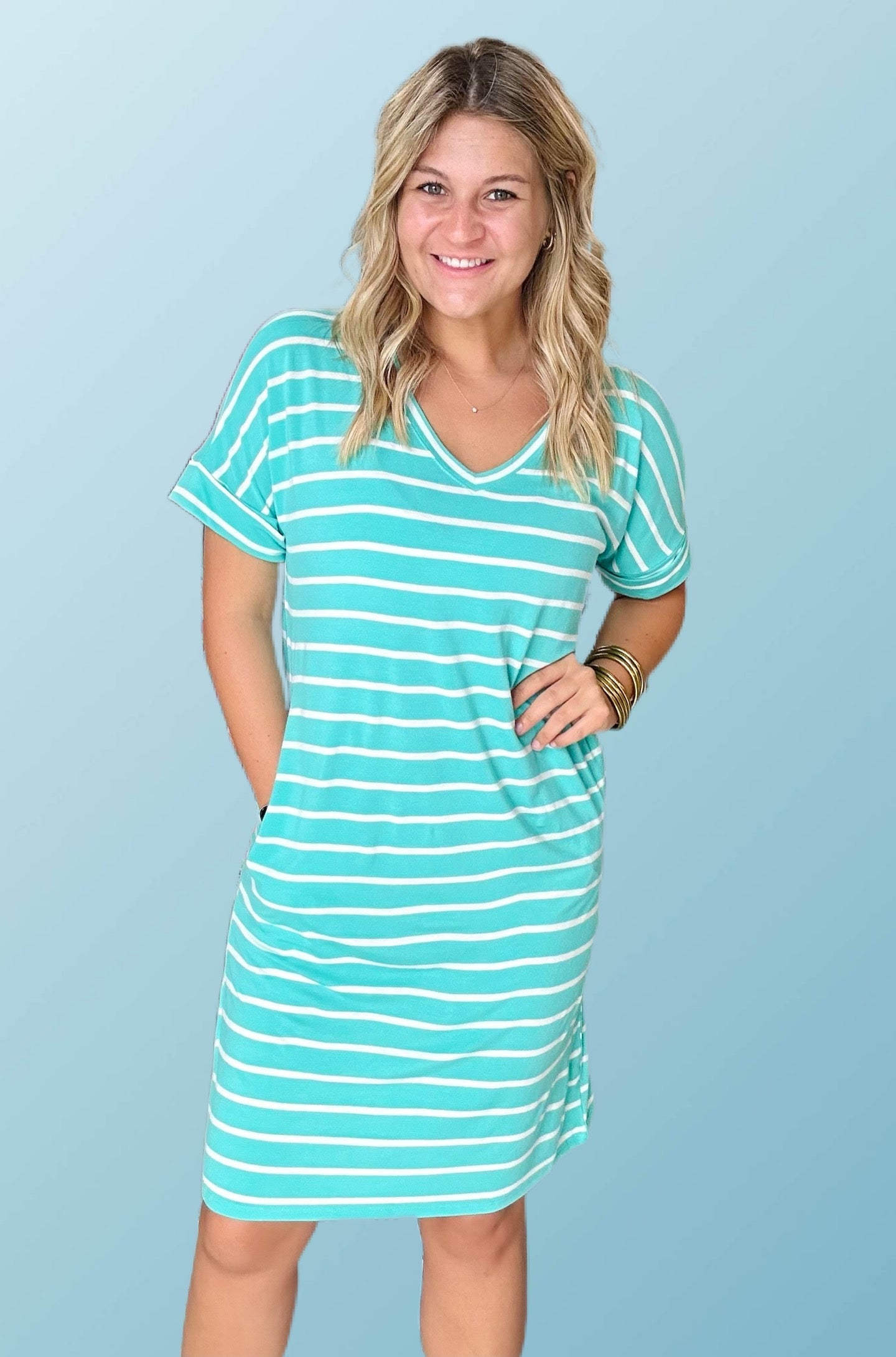the nantucket striped dress, mint