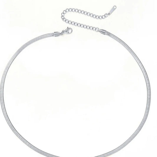 Dainty silver herringbone necklace