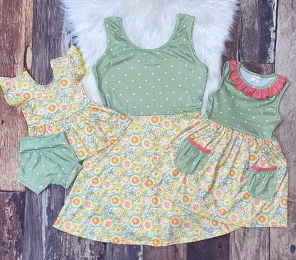 Mint and Coral Mommy Dress