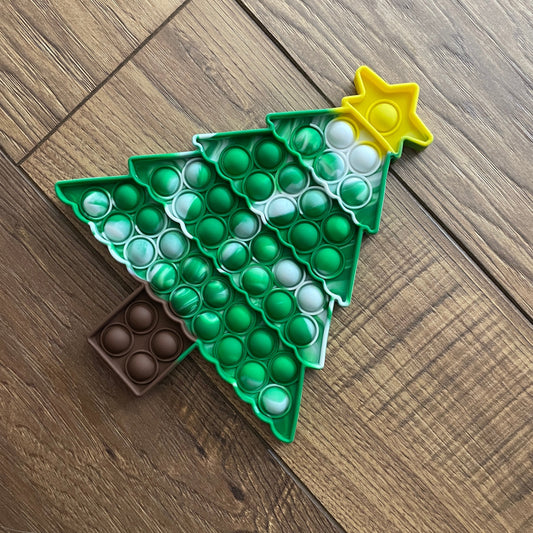 Silicone Fidget Poppers - Green & White Christmas Tree