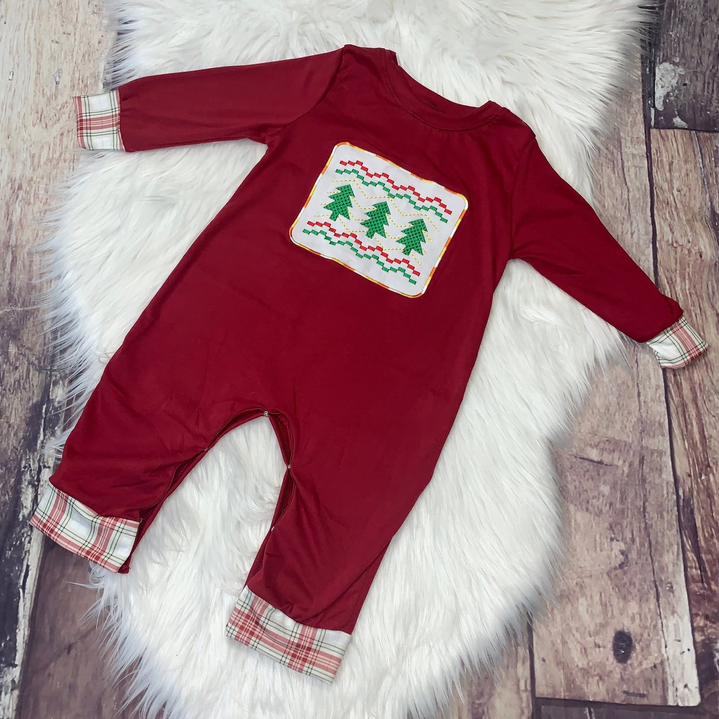 Embroidered Christmas Tree Romper
