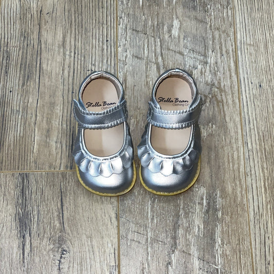 Ruche Mary Jane Shoes - Silver