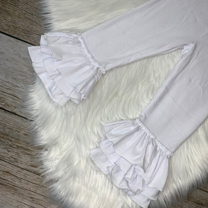Knit Cotton Truffle Pants - White