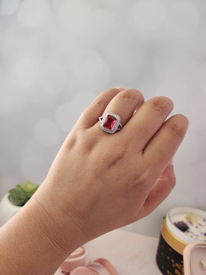 Janine Ruby Sterling Silver Ring