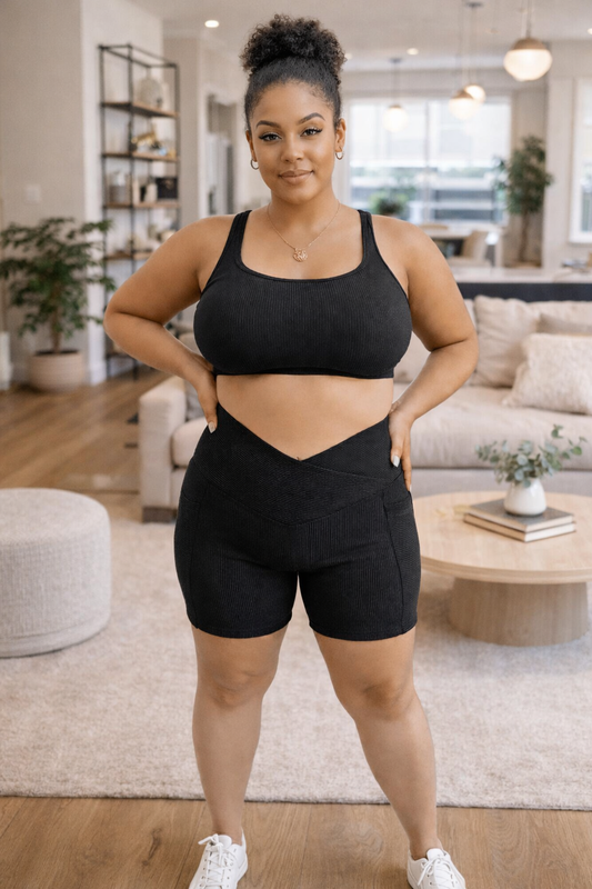 PREORDER Max Sculpt Ribbed Short Length Biker Shorts