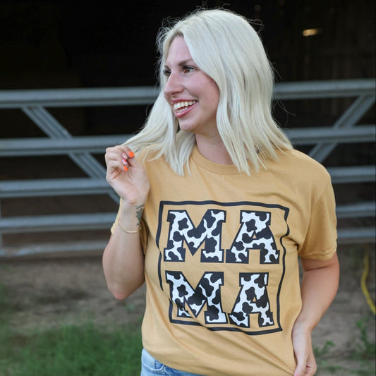 Cowprint Mama Square Graphic Tee