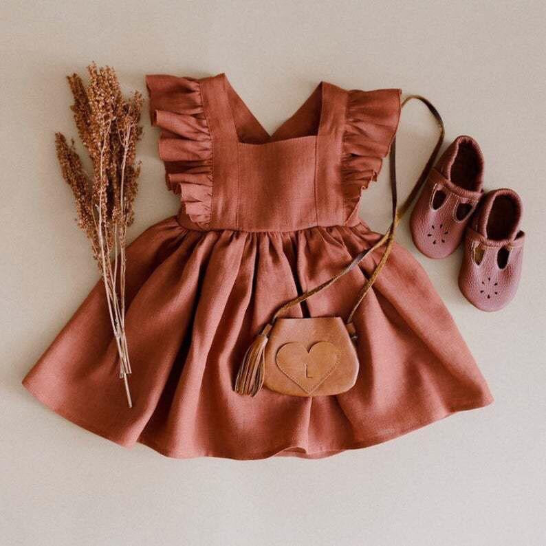Rust Vintage Linen Dress