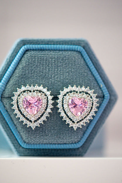 Viella Heart Pink Stud Earrings