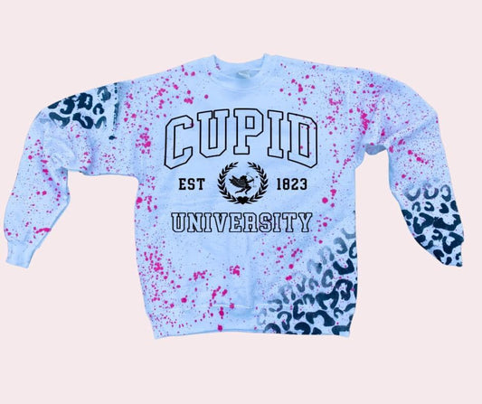 Cupid University Black Leopard Pink Splatter Sweatshirt