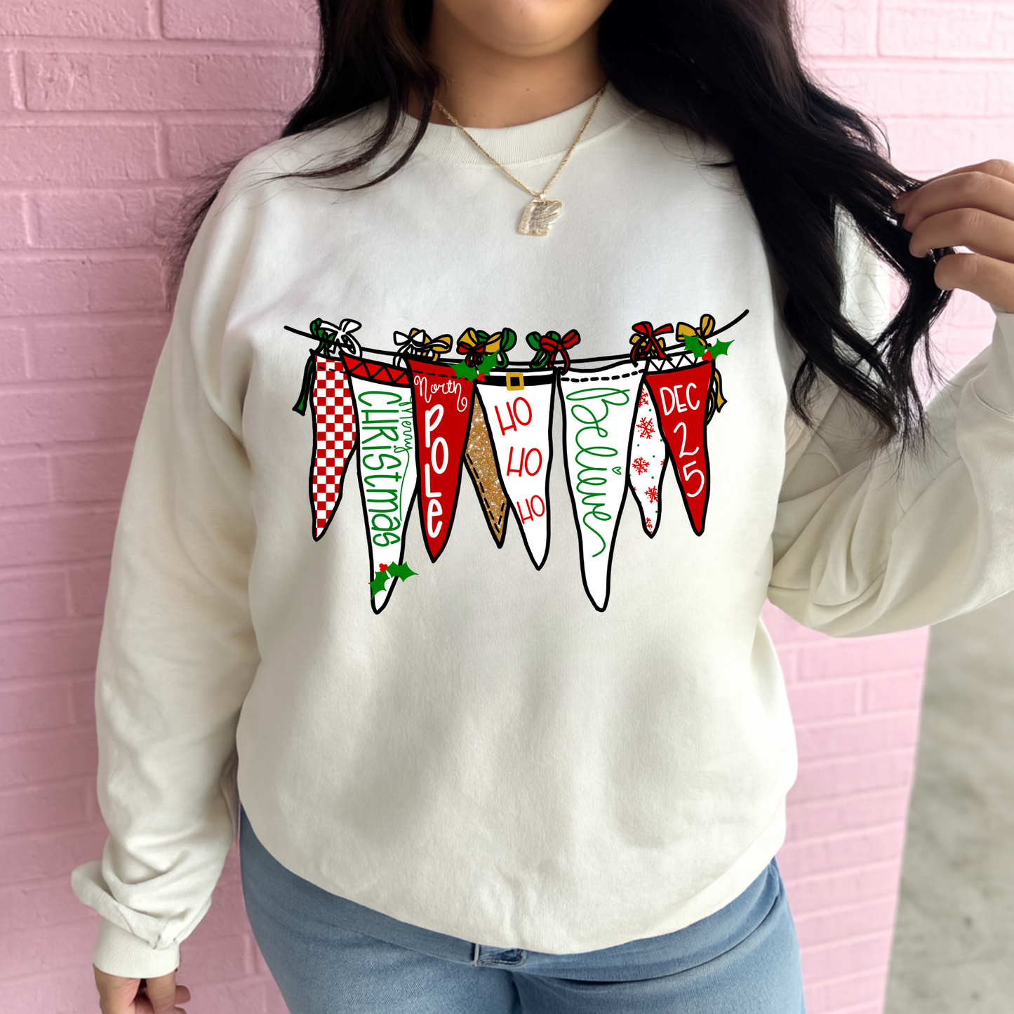 Christmas Flags Graphic Crewneck