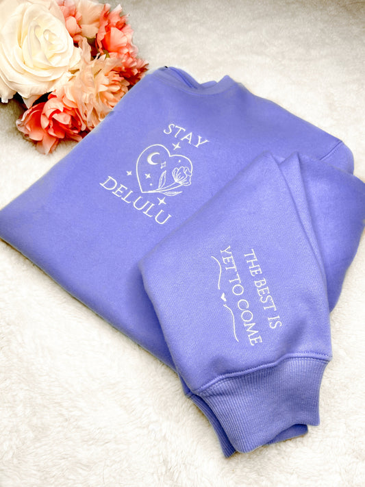 “Stay Delulu” Spring Scuba Sweatshirt - Girl Code Couture
