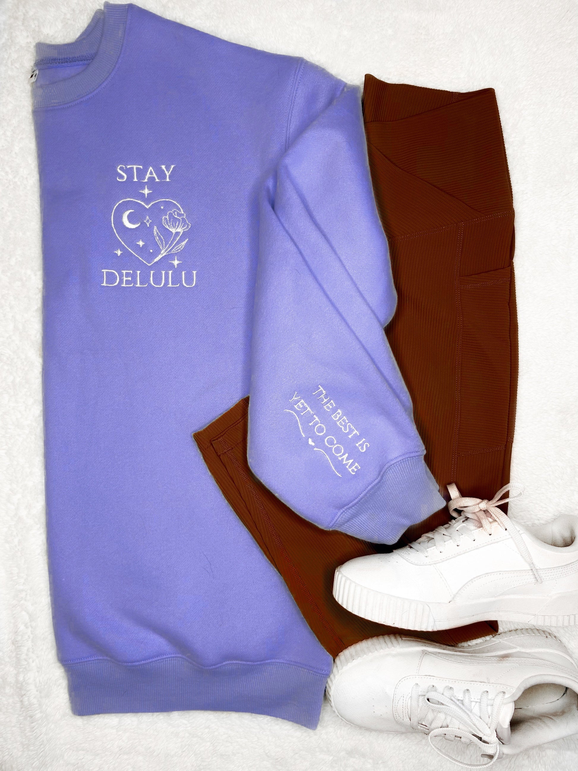 “Stay Delulu” Spring Scuba Sweatshirt - Girl Code Couture