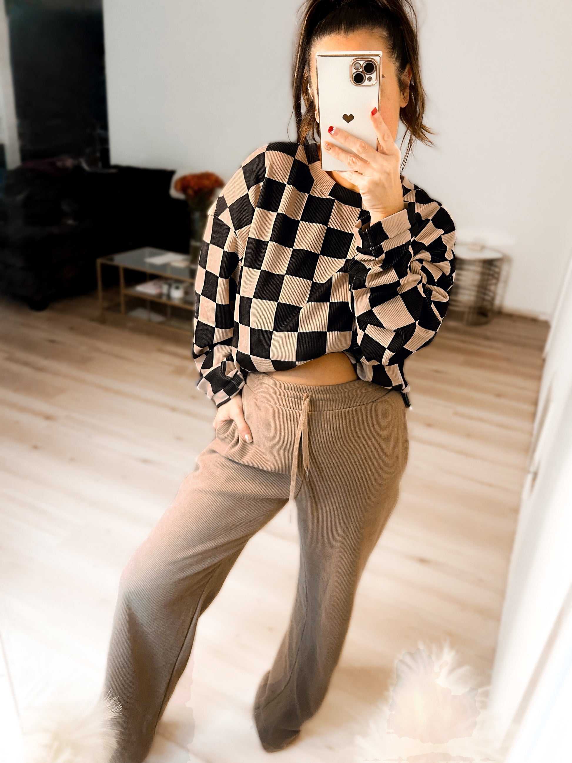 Charlie Checkered Corded Crew Set - Girl Code Couture
