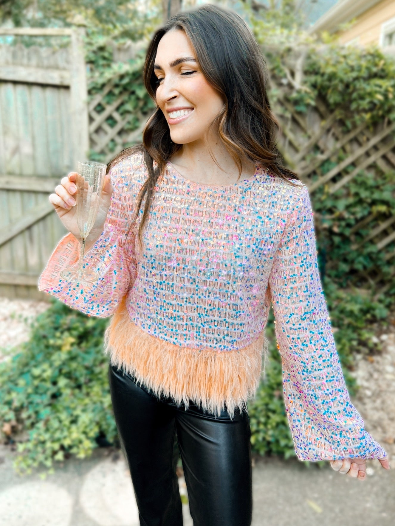 Starla Sequin & Feather Party Top - Girl Code Couture