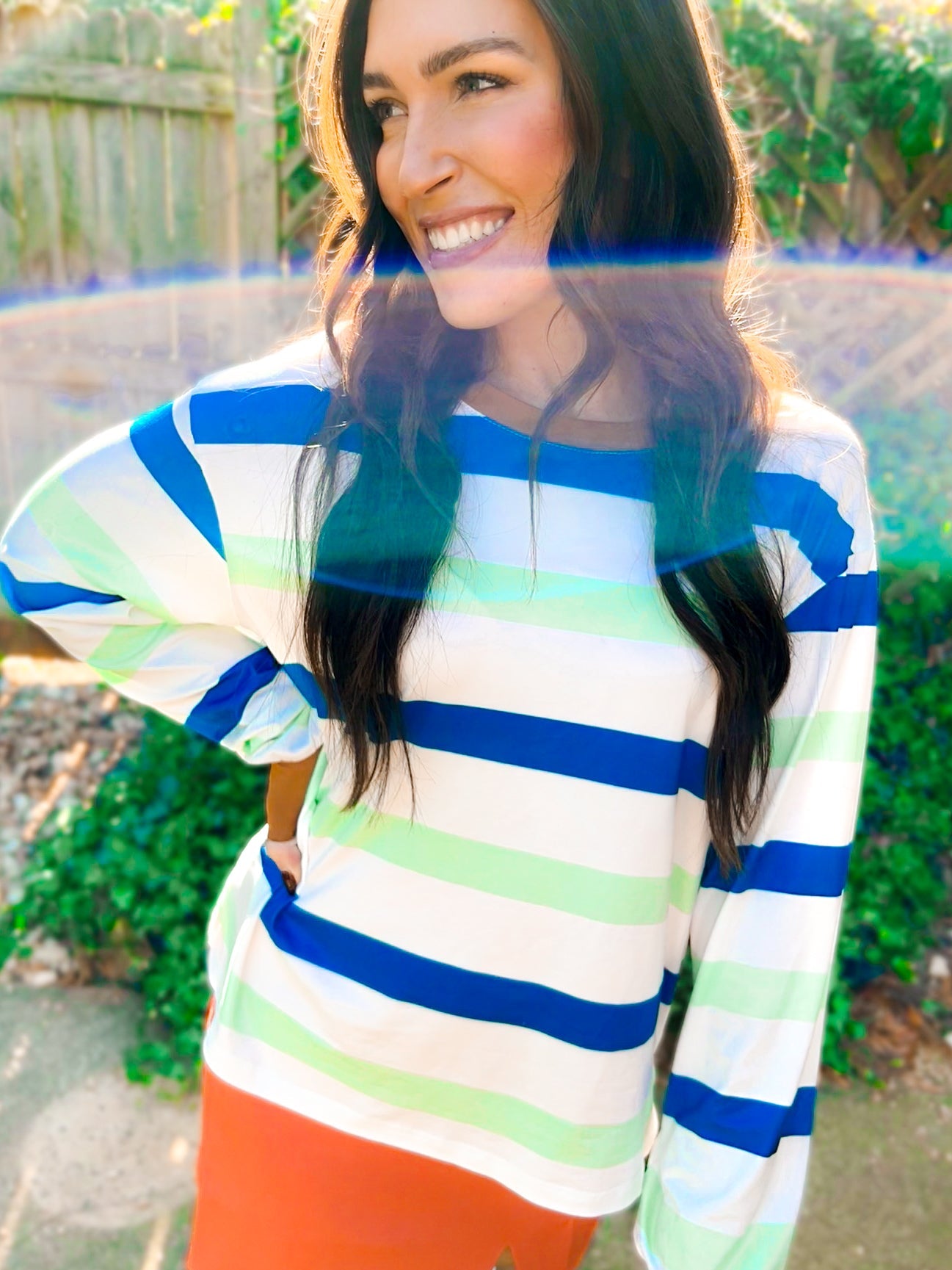 Mimi Multi - Color Striped Bell Sleeve Top - Girl Code Couture