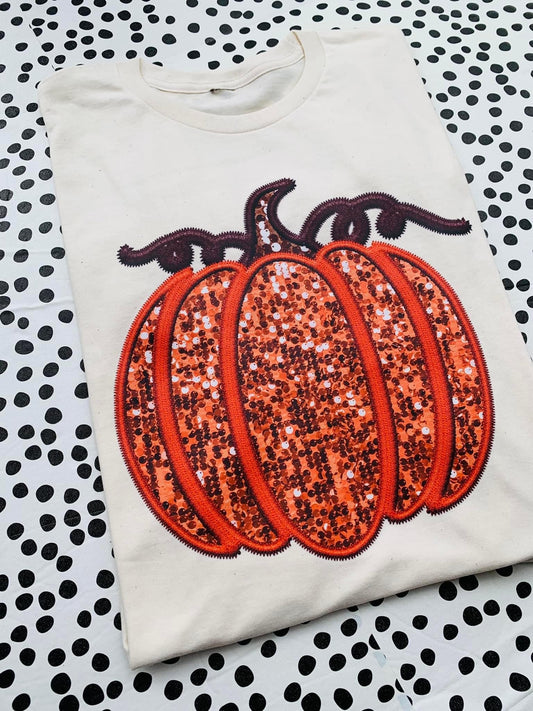 Faux Embroidery Sequin Pumpkin