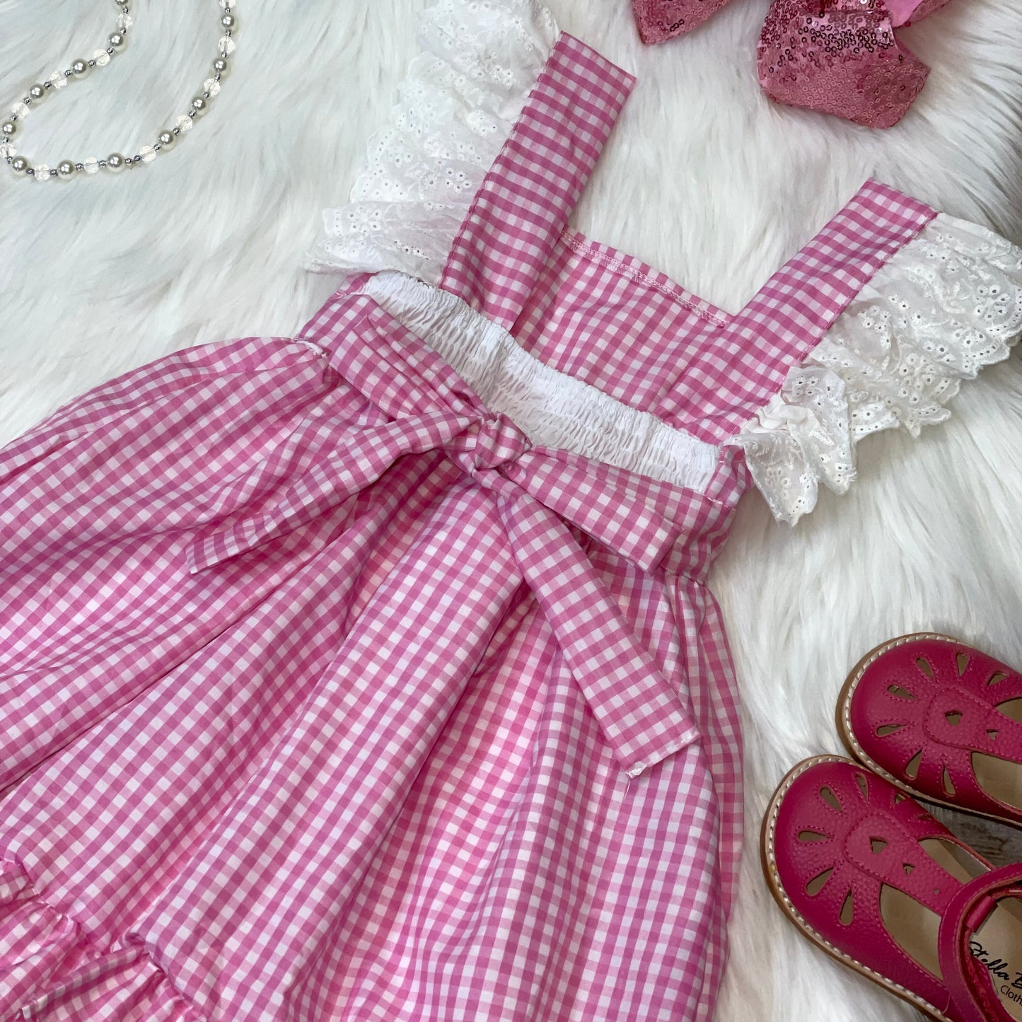 Pink Checkered Sleeveless Dress