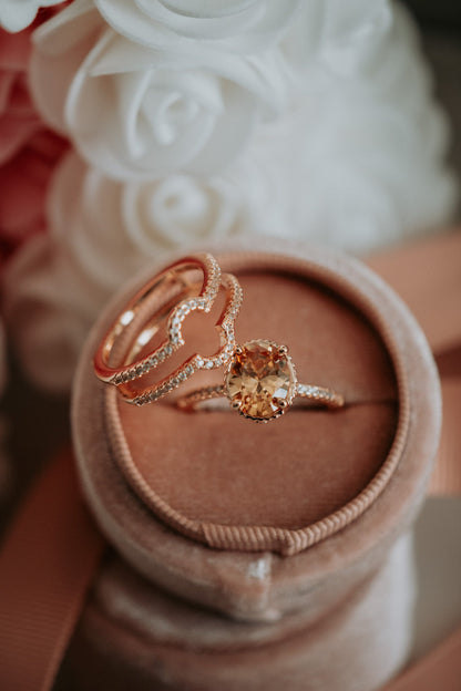 Bailey Oval Champagne Rose Gold Ring Set