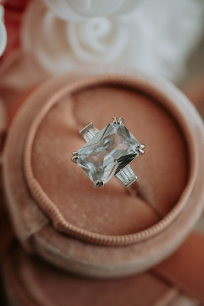 Carlton Emerald Cut Sterling Silver Ring