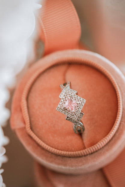 Rhian Pink Gemstone Princess Cut Sterling Silver Ring