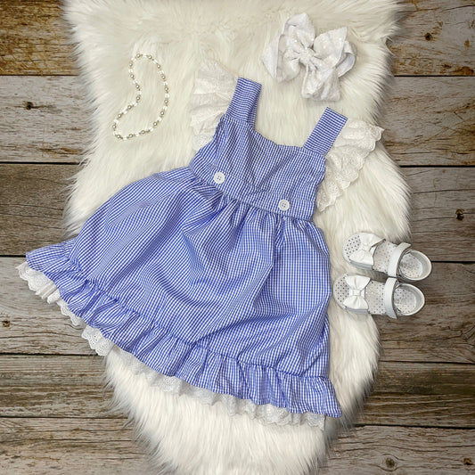Blue Checkered Sleeveless Dress