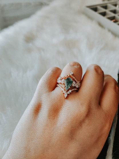 Ruthie Moss Agate Rose Gold 3PC Ring Set