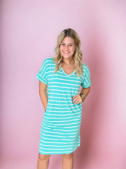 the nantucket striped dress, mint