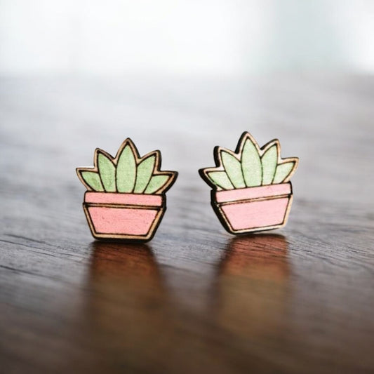 Succulent Boho Earring Studs