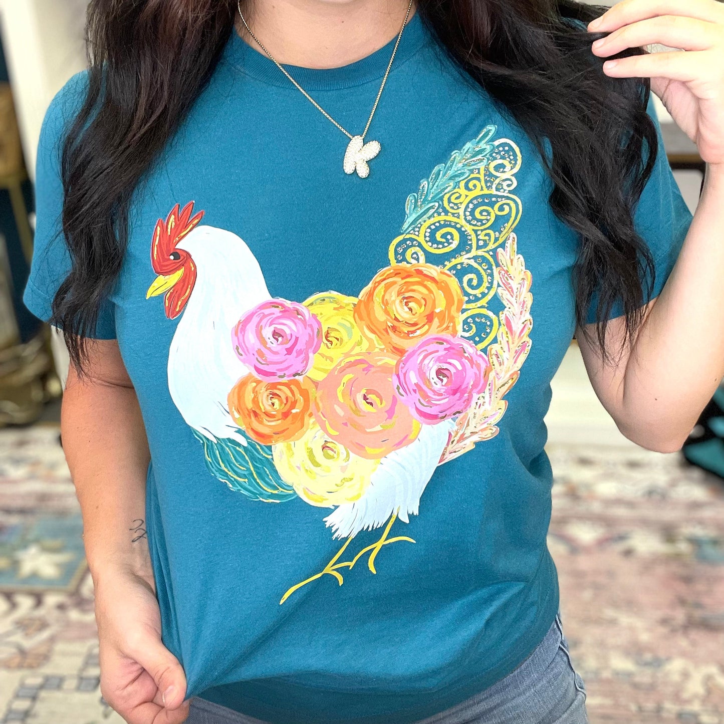 Floral Chicken Graphic Tee