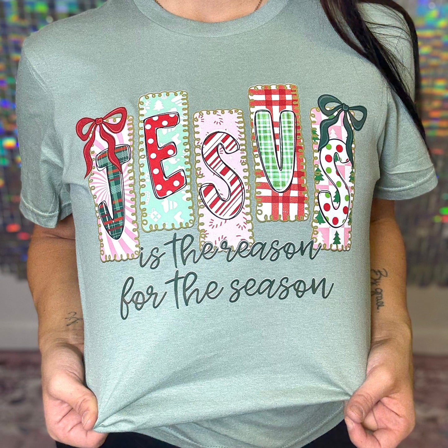 Jesus Is The Reason Bow Patterns Graphic Tee