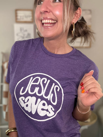 Jesus saves | heather purple