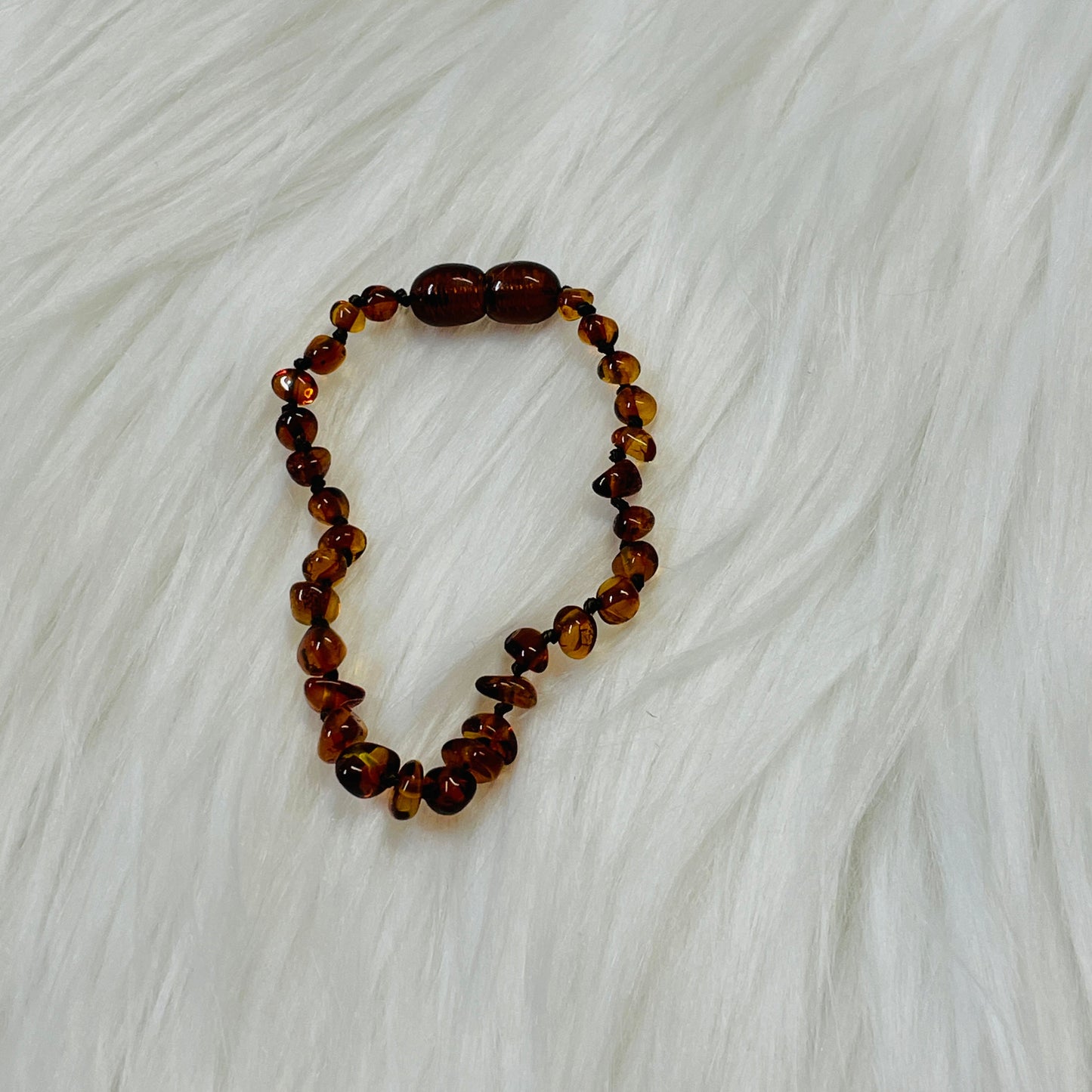 Authentic Lithuanian Baltic Amber Polished Cognac Anklet - 5.5"