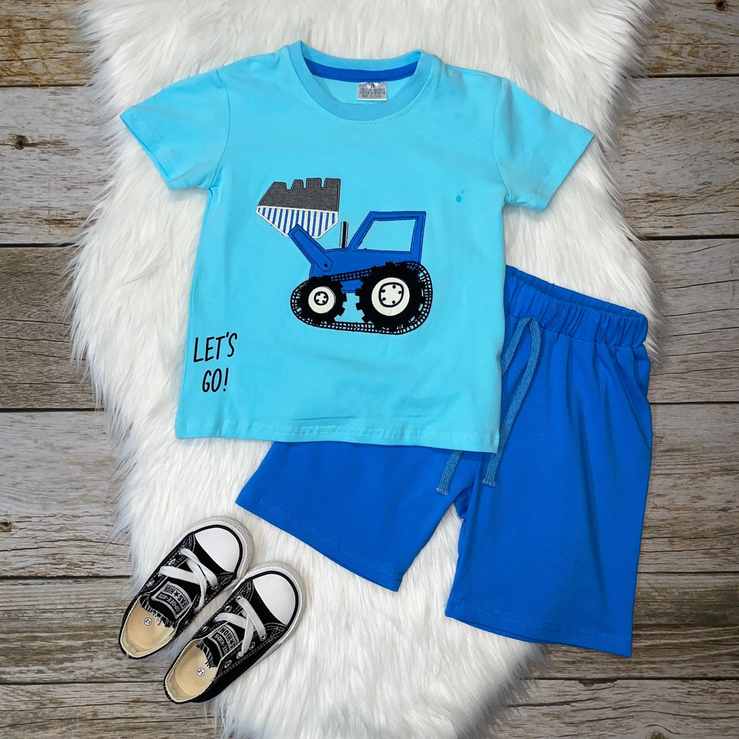 Embroidered Tractor Loader Shirt and Short Set