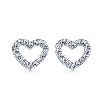 Hearts CZ Sterling Silver Dainty Stud Earrings