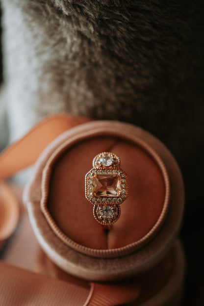 Crush On You Champagne Emerald Cut Rose Gold Ring