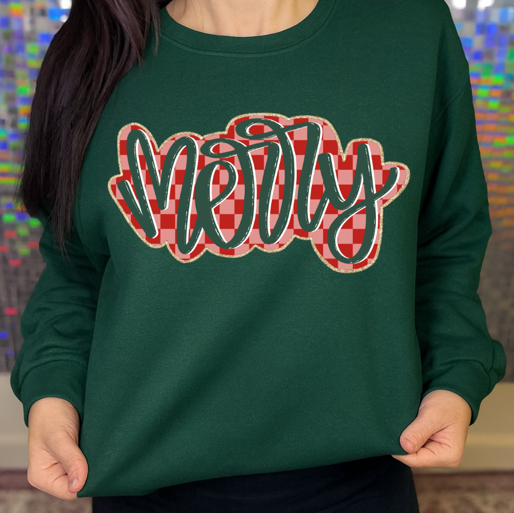 Checker Merry Graphic Tee *PINK FRIDAY*