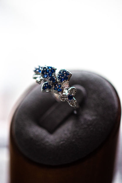 Zoe Sapphire Floral Sterling Silver Ring