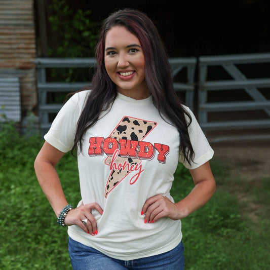 FestiviTees Women - Apparel - Shirts - T-Shirts Howdy Honey Lightning Bolt Soft Graphic Tee