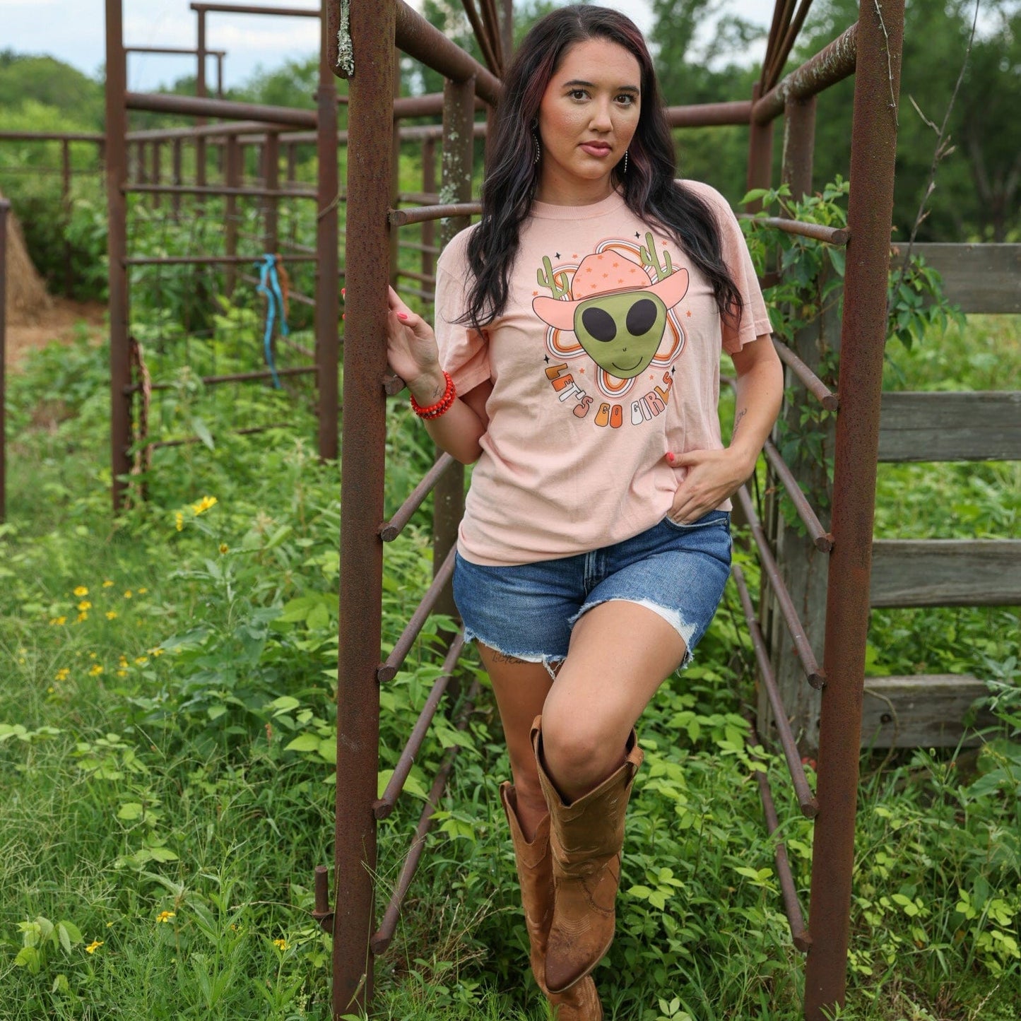 FestiviTees Women - Apparel - Shirts - T-Shirts Let’s Go Girls Alien Cowgirl Soft Graphic Tee