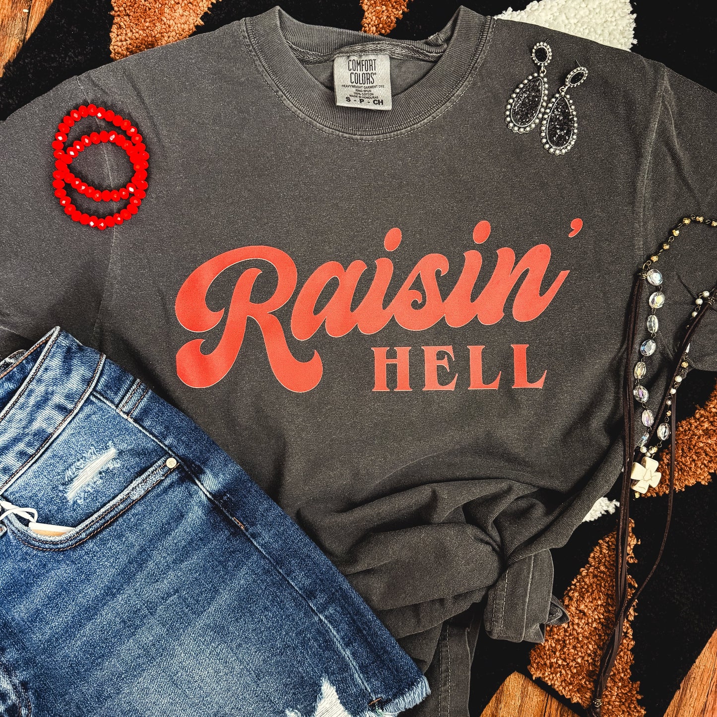 FestiviTees Women - Apparel - Shirts - T-Shirts Raisin’ Hell Retro Red Script Tee Soft Graphic Tee